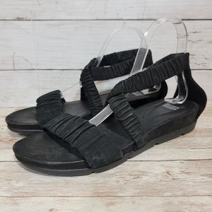 Eileen Fisher Women's Dylan Tumbled Nubuck Leather Demi Wedge Sandals